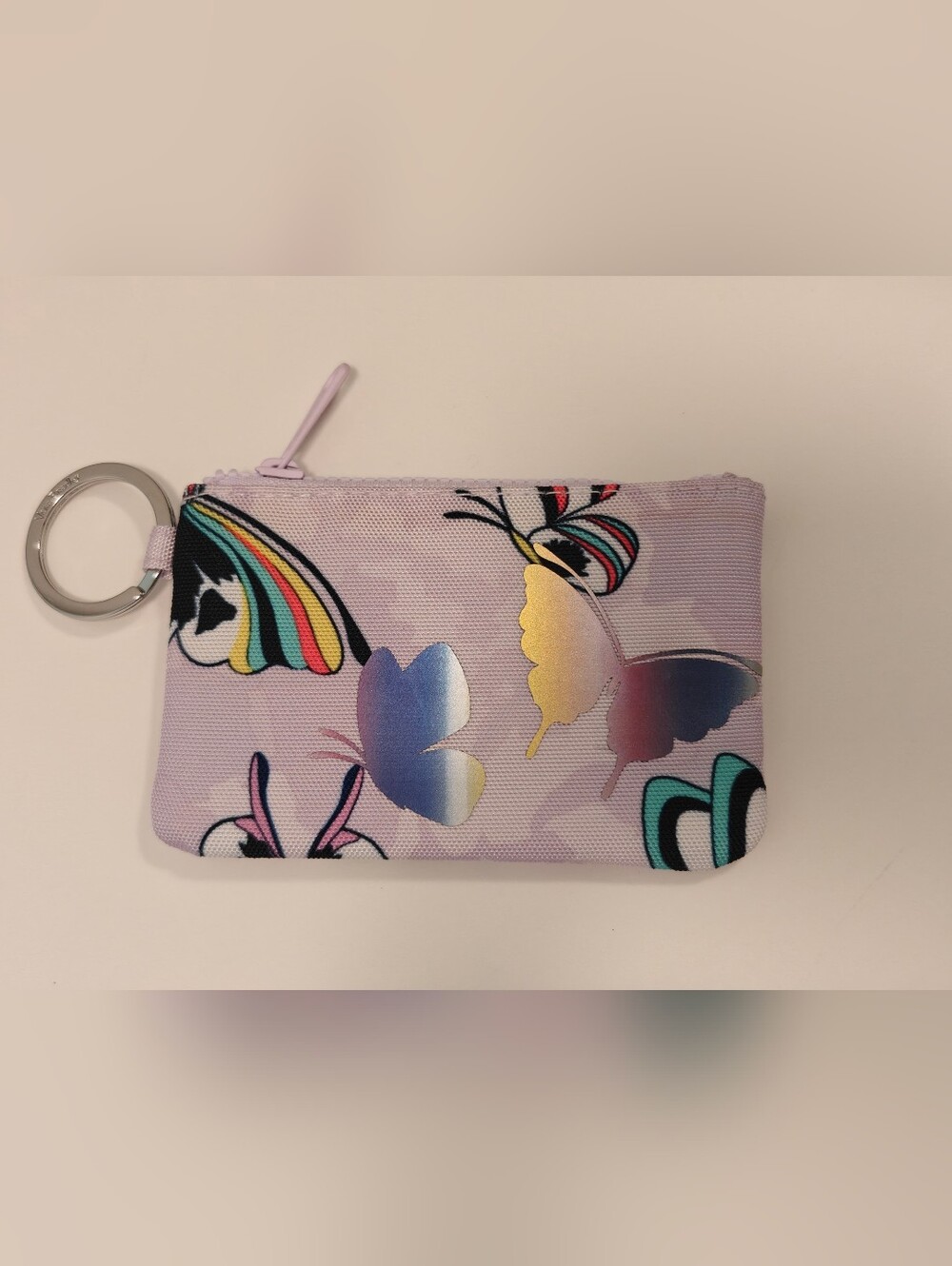 Vera Bradley ReActive Zip ID Case in Lavender Butterflies pattern